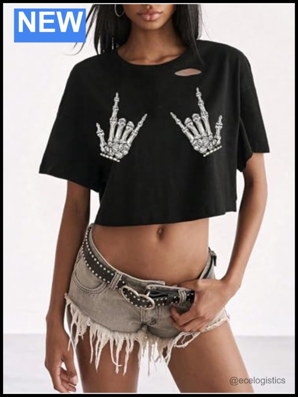Graphic Oversized Crop Top Loose Distressed Vintage Boxy Tee Short Sleeve - Picture 2 of 6